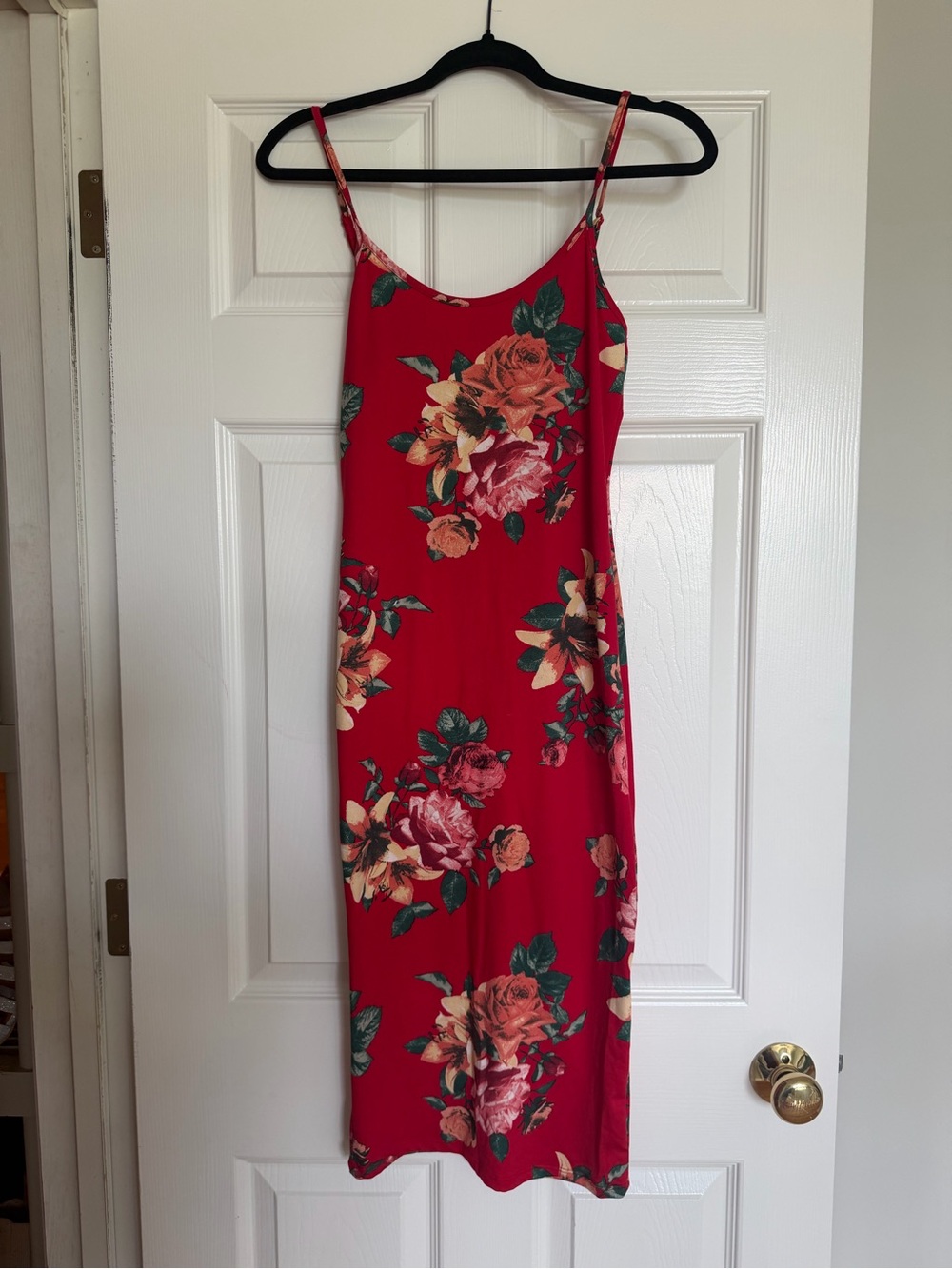 Fashion Nova Red Floral Midi Dress